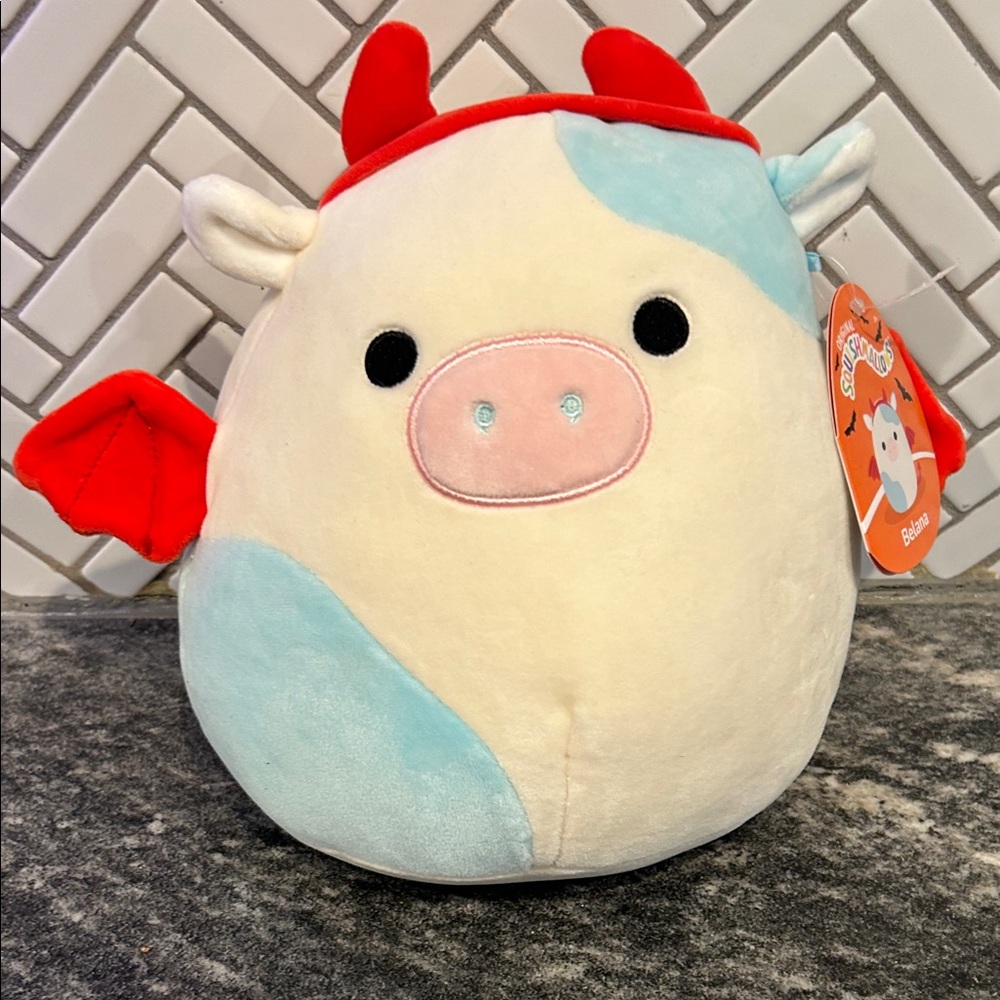 Squishmallows Red and Blue Cow Stuffed Animal
